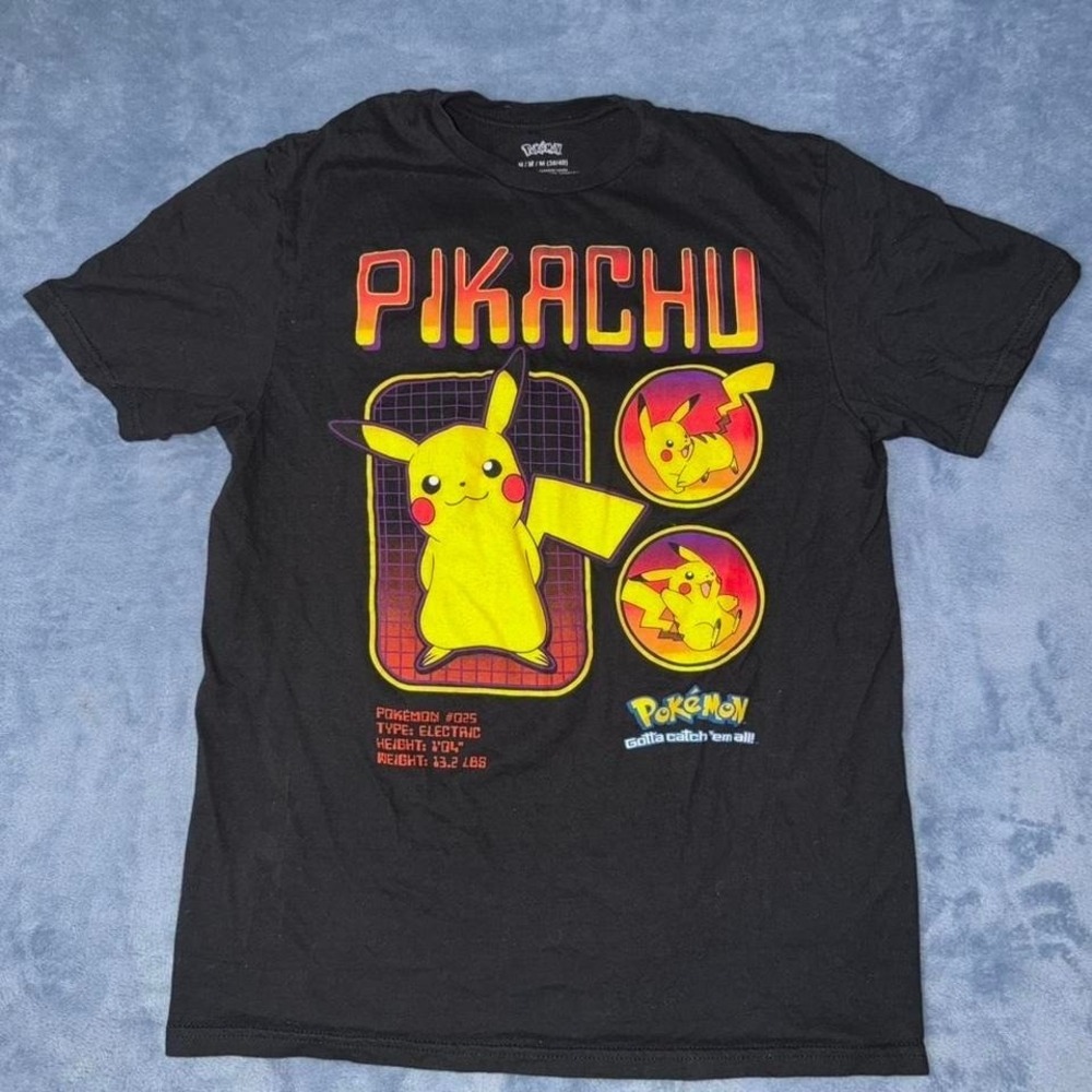 Pokemon Pikachu black t-shirt men Size M‎